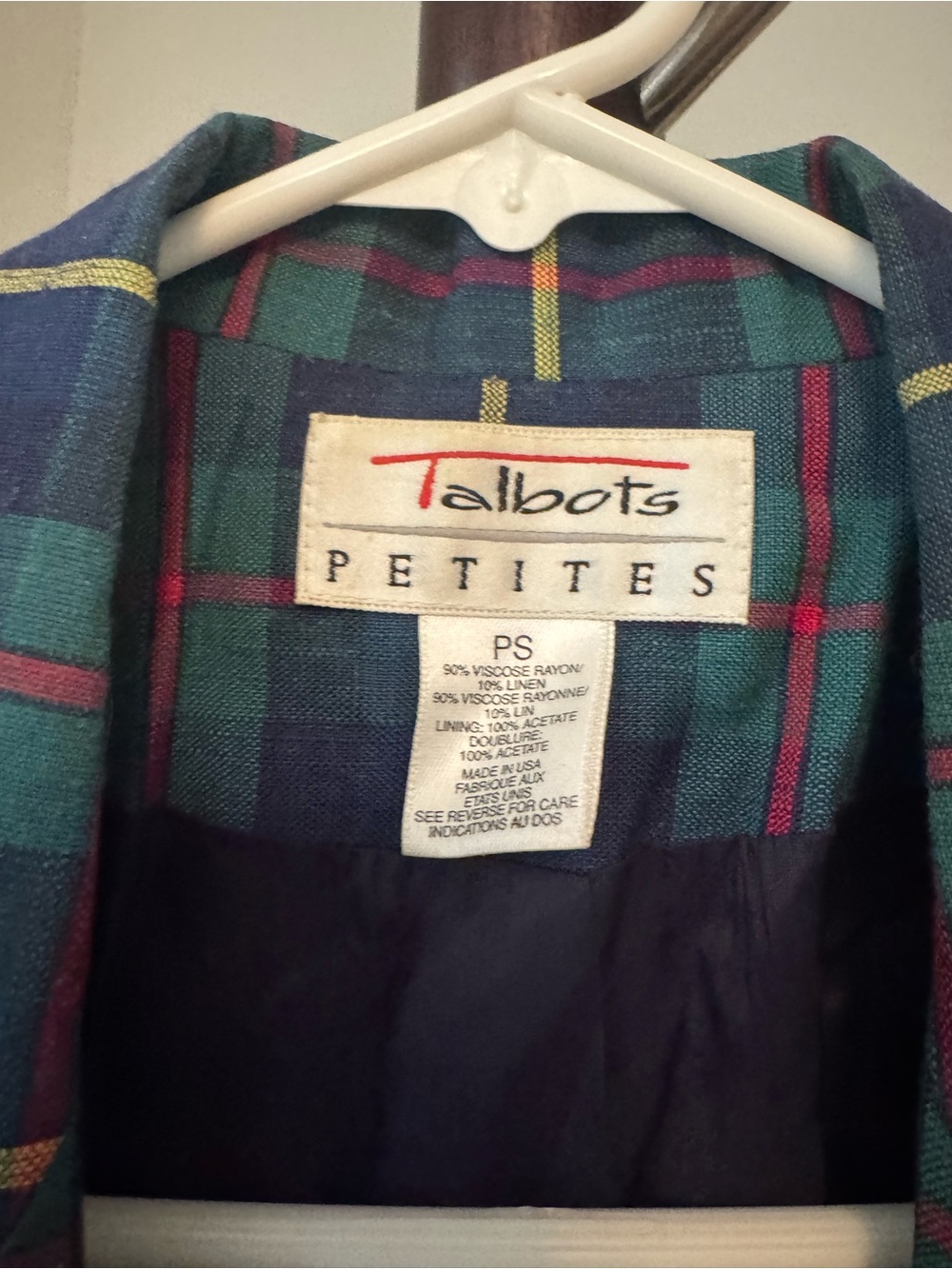 Talbots Green Plaid Single-Button Blazer - Picture 4 of 4